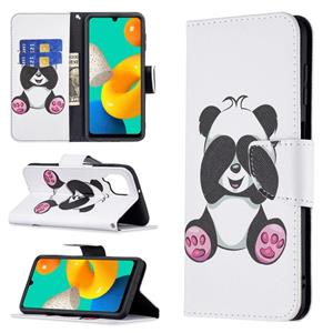 huismerk Voor Samsung Galaxy M32 Gekleurde Tekening Horizontale Flip Lederen Case met Houder & Card Slots & Wallet (Panda)