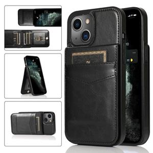 huismerk Solid Color PC + TPU-beschermhoes met houder & kaartslots voor iPhone 13 Mini