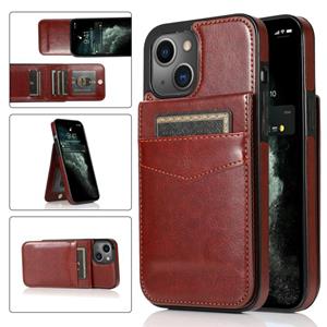 huismerk Solid Color PC + TPU beschermhoes met houder & kaartslots voor iPhone 13 mini