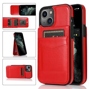 huismerk Solid Color PC + TPU beschermhoes met houder en kaartslots voor iPhone 13 mini