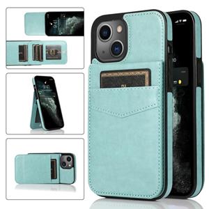 huismerk Solid Color PC + TPU beschermhoes met houder & kaartslots voor iPhone 13 mini