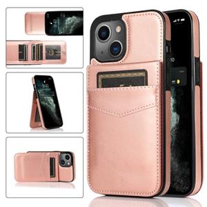 huismerk Solid Color PC + TPU-beschermhoes met houder & kaartslots voor iPhone 13 Mini (Rose Gold)