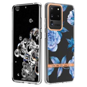 huismerk Voor Samsung Galaxy S20 Ultra Bloemen en Planten Serie IMD TPU Telefoonhoes (Orchidee Peony)