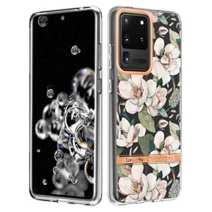 huismerk Voor Samsung Galaxy S20 Ultra Bloemen en Planten Serie IMD TPU Telefoonhoes (Green Gardenia)