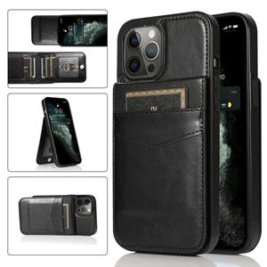 huismerk Solid Color PC + TPU beschermhoes met houder & kaartslots voor iPhone 13 Pro