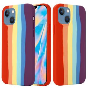 huismerk Rainbow Liquid Silicone Shockproof Volledige dekking Beschermhoes voor iPhone 13 Mini