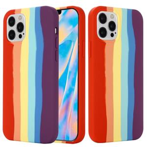 huismerk Rainbow Liquid Silicone Shockproof Volledige dekking Beschermhoes voor iPhone 13