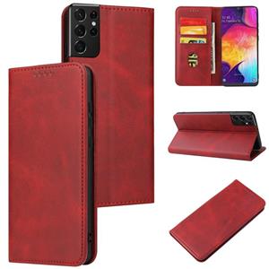 huismerk Voor Samsung Galaxy S21 Ultra 5G Calf Texture Magnetische Horizontale Flip Lederen Case met Houder & Card Slots & Portemonnee