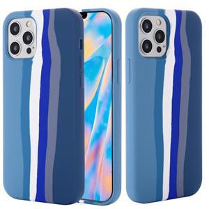 huismerk Regenboog vloeibare siliconen schokbestendige volledige dekking beschermende hoesje voor iPhone 13 Pro (blauw)