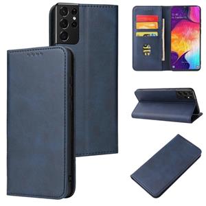 huismerk Voor Samsung Galaxy S21 Ultra 5G Calf Texture Magnetische Horizontale Flip Lederen Case met Houder & Card Slots & Portemonnee