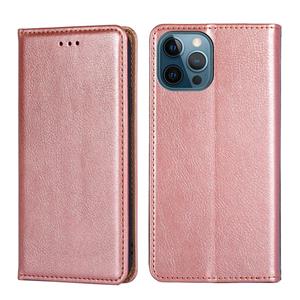 huismerk PU + TPU glans olie effen kleur magnetische horizontale flip lederen geval met houder en kaartsleuf & portemonnee voor iPhone 13 Pro Max (rose goud)