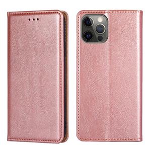 huismerk PU + TPU Glanzendolie Effen Kleur Magnetische Horizontale Flip Leren Case met Houder & Card Slot & Portemonnee voor iPhone 13 Pro (Rose Gold)