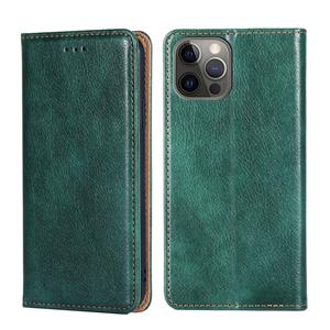 huismerk PU + TPU Glanzendolie Effen Kleur Magnetische Horizontale Flip Leren Case met Houder & Card Slot & Portemonnee voor iPhone 13 Pro (Groen)