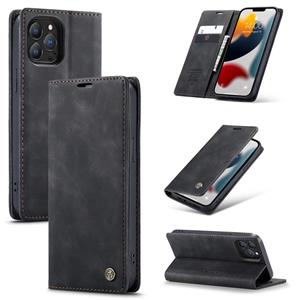 Caseme-013 Multifunctionele Retro Frosted Horizontal Flip Lederen Case met Kaart Slot & Houder & Portemonnee voor iPhone 13 Pro (Black)