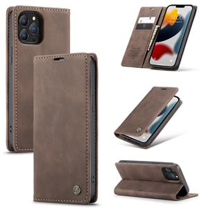 Caseme-013 Multifunctionele Retro Frosted Horizontale Flip Lederen Case met Kaart Slot & Houder & Portemonnee voor iPhone 13 Pro (Koffie)