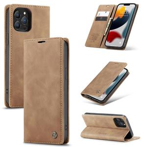 Caseme-013 Multifunctionele Retro Frosted Horizontale Flip Lederen Case met Kaart Slot & Houder & Portemonnee voor iPhone 13 Pro (Brown)