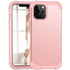 huismerk PC+ Siliconen Driedelige Anti-drop Mobiele Telefoon Beschermende achterkant voor iPhone 12 mini (Rose Gold)