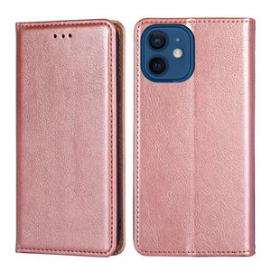 huismerk PU + TPU Glanzendolie Effen Kleur Magnetische Horizontale Flip Leren Case met Houder & Card Slot & Portemonnee voor iPhone 13 Mini (Rose Gold)