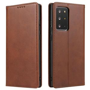 huismerk Voor Samsung Galaxy Note20 Ultra Calf Texture Magnetische Horizontale Flip Leren Case met Houder & Card Slots & Portemonnee (Bruin)