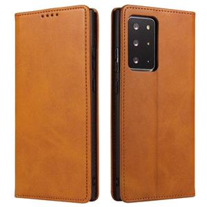 huismerk Voor Samsung Galaxy Note20 Ultra Calf Texture Magnetische Horizontale Flip Leren Case met Houder & Card Slots & Wallet (Khaki)