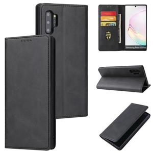 huismerk Voor Samsung Galaxy Note10 + Calf Texture Magnetische Horizontale Flip Leren Case met Houder & Card Slots & Portemonnee (Zwart)