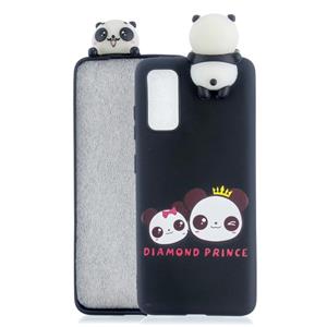 huismerk Voor Galaxy S20+ Shockproof Cartoon TPU Beschermhoes (twee panda's)