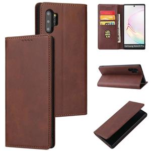 huismerk Voor Samsung Galaxy Note10 + Calf Texture Magnetische Horizontale Flip Leren Case met Houder & Card Slots & Portemonnee (Bruin)