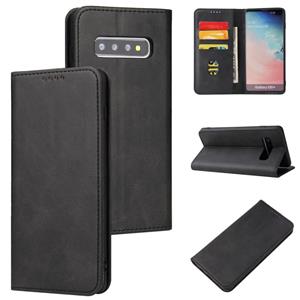 huismerk Voor Samsung Galaxy S10 Kalf Textuur Magnetische Horizontale Flip Lederen Hoesje met Houder & Kaart Slots &Portemonnee (Zwart)