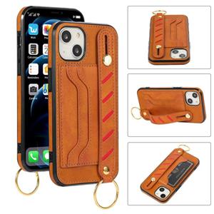 huismerk Polsband portemonnee lederen telefooncase voor iPhone 13 mini