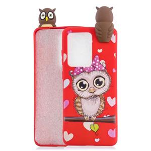 huismerk Voor Galaxy S20 Ultra Schokbestendige Cartoon TPU beschermhoes (Rode Uil)