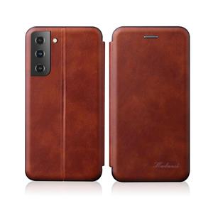 huismerk For Samsung Galaxy S22 5G Retro Texture Magnetic Leather Case(Brown)