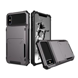 huismerk Schokbestendig TPU + PC beschermende case voor iPhone X/XS met kaartsleuf (zwart)