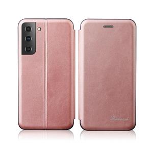 huismerk For Samsung Galaxy S22 Ultra 5G Retro Texture Magnetic Leather Case(Rose Gold)