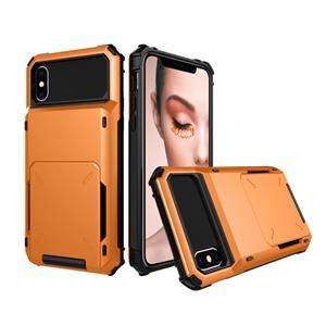 huismerk Schokbestendig TPU + PC beschermende case voor iPhone X/XS met kaartsleuf (oranje)