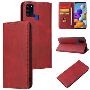 huismerk Voor Samsung Galaxy A21S Calf Texture Magnetische Horizontale Flip Leren Case met Houder & Card Slots & Portemonnee