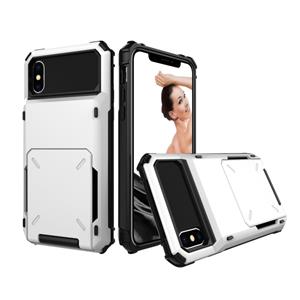 huismerk Schokbestendige TPU + PC beschermhoes voor iPhone X/XS met kaartsleuf (wit)