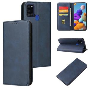 huismerk Voor Samsung Galaxy A21S Kalfstructuur Magnetische Horizontale Flip Leren Case met Houder & Card Slots & Portemonnee