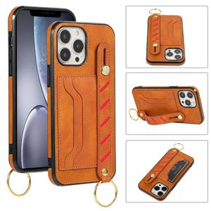 huismerk Polsband portemonnee lederen telefooncase voor iphone 13 pro max