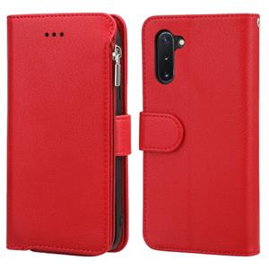 huismerk For Samsung Galaxy Note10 Microfiber Zipper Horizontal Flip Leather Case(Red)