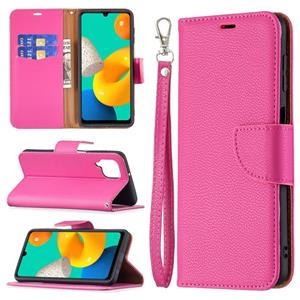 huismerk Voor Samsung Galaxy M32 Litchi Texture Pure Color Horizontal Flip Lederen Case met Houder & Card Slots & Wallet & Lanyard (Rose Red)