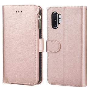 huismerk For Samsung Galaxy Note10+ Microfiber Zipper Horizontal Flip Leather Case(Rose Gold)