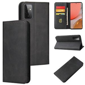 huismerk Voor Samsung Galaxy A72 5G / 4G Kalfstructuur Magnetische Horizontale Flip Lederen Case met Houder & Card Slots & Portemonnee (Zwart)