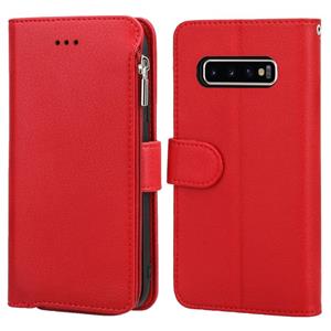 huismerk For Samsung Galaxy S10 Microfiber Zipper Horizontal Flip Leather Case(Red)