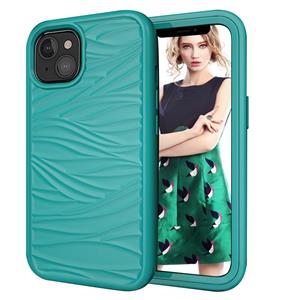 huismerk Golfpatroon 3 in 1 Siliconen + PC Schokbestendige beschermhoes voor iPhone 13 Mini (Dark Sea Green)