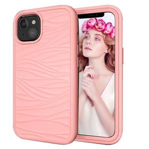 huismerk Wave Patroon 3 in 1 Siliconen + PC Schokbestendig Beschermhoesje Voor iPhone 13 mini (Rose Gold)