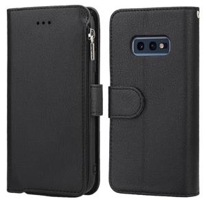 huismerk For Samsung Galaxy S10e Microfiber Zipper Horizontal Flip Leather Case(Black)