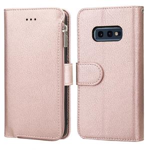 huismerk For Samsung Galaxy S10e Microfiber Zipper Horizontal Flip Leather Case(Rose Gold)