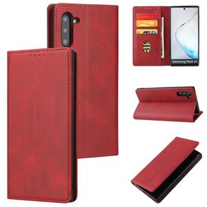 huismerk Voor Samsung Galaxy Note10 Kalf textuur magnetische horizontale flip lederen geval met houder & kaart slots &portemonnee (rood)