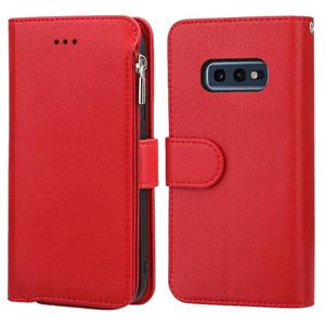 huismerk For Samsung Galaxy S10e Microfiber Zipper Horizontal Flip Leather Case(Red)