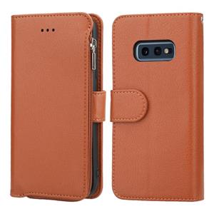 huismerk For Samsung Galaxy S10e Microfiber Zipper Horizontal Flip Leather Case(Brown)